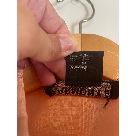 Harmony short sleeve linen button up shirt peach sheer collar art Size 18 - Picture 7 of 9